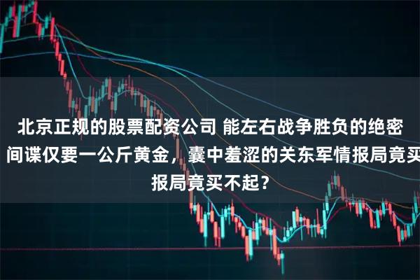 北京正规的股票配资公司 能左右战争胜负的绝密情报，间谍仅要一公斤黄金，囊中羞涩的关东军情报局竟买不起？