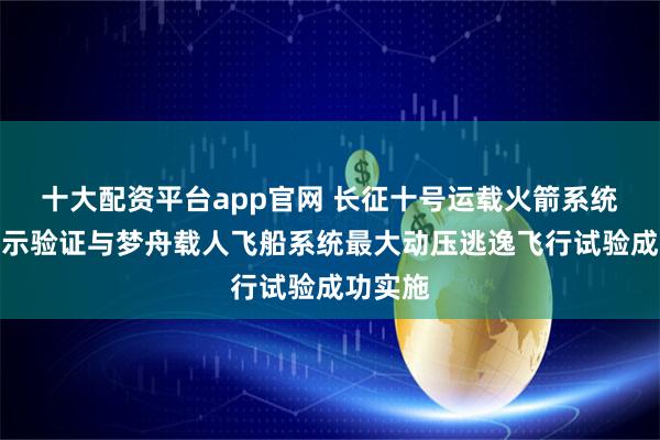 十大配资平台app官网 长征十号运载火箭系统低空演示验证与梦舟载人飞船系统最大动压逃逸飞行试验成功实施